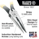 Klein D203-8N Pliers, Needle Nose Side Cutters with Stripping, 8-Inch