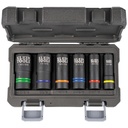 Klein 66090 2-In-1 Slotted Impact Socket Set, 12-Point, 6-Piece