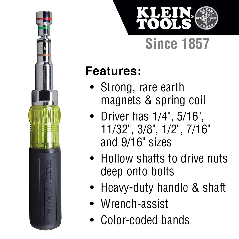 Klein 32807MAG 7-in-1 Multi-Bit Screwdriver / Nut Driver, Magnetic