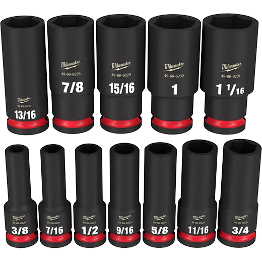 Milwaukee 12PCSHOCKWAVE Impact Duty™ 1/2" Drive SAE Deep 6 Point Socket Set