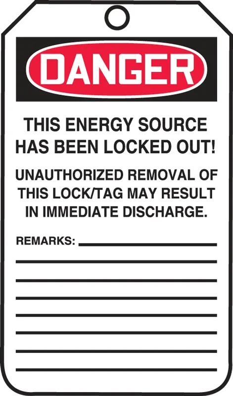 Accuform OSHA Danger Safety Tags - LOTO Tags "Danger Locked Out - Do Not Operate" Pack 25
