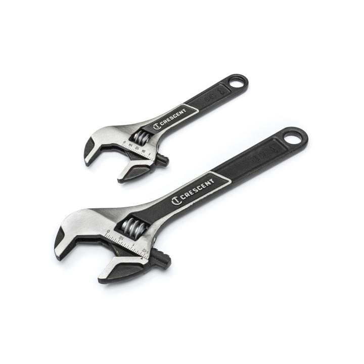 Crescent Adj Wrench Set, 6" 10", Wide Jaw