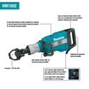 Makita HM1502 43 lb. Demolition Hammer, accepts 1‑1/8" Hex bits 
