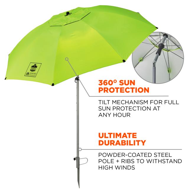 Ergodyne Shax 12967 Lightweight Work Umbrella Lime