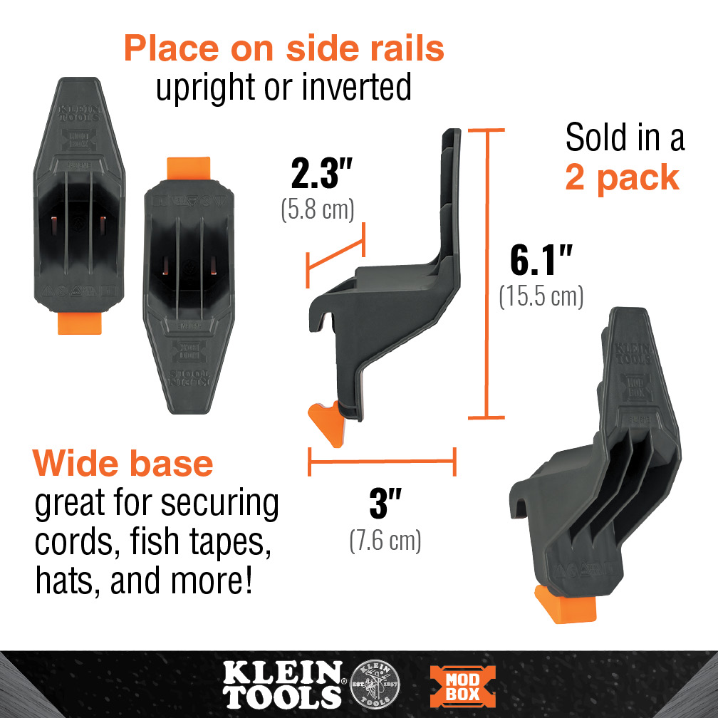 Klein 54816MB MODbox™ Multi-Hook Rail Attachment, 2-Pack