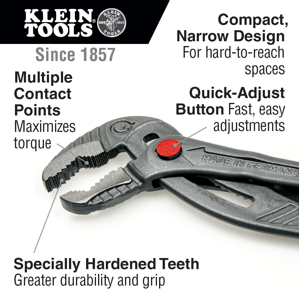 Klein D504-10B Quick-Adjust Klaw™ Pump Pliers, 10-Inch