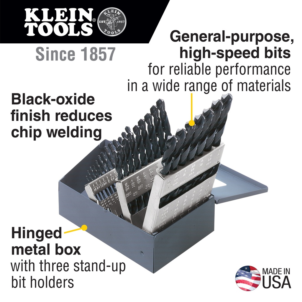 Klein 53000 Regular-Point Drill-Bit Set, 29-Piece