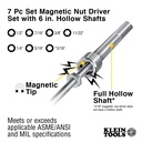 Klein 647M Nut Driver Set, Magnetic Nut Drivers, 6-Inch Shafts, 7-Piece