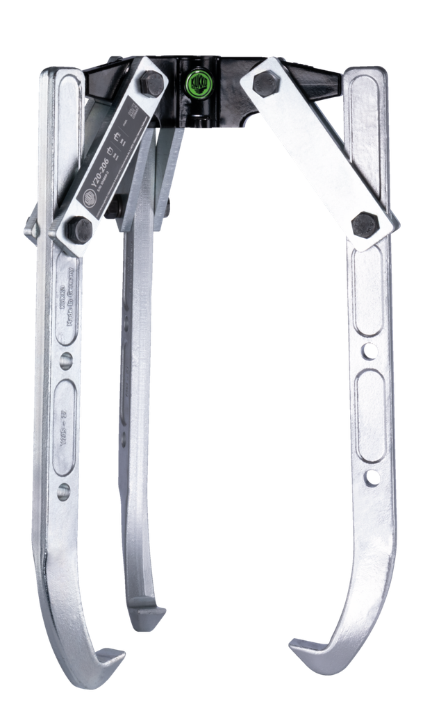 KUKKO Y20-206 3-jaw puller with swiveling jaws, up to 500 mm spread, 300 mm reach depth (without hydraulic hollow piston cylinder)