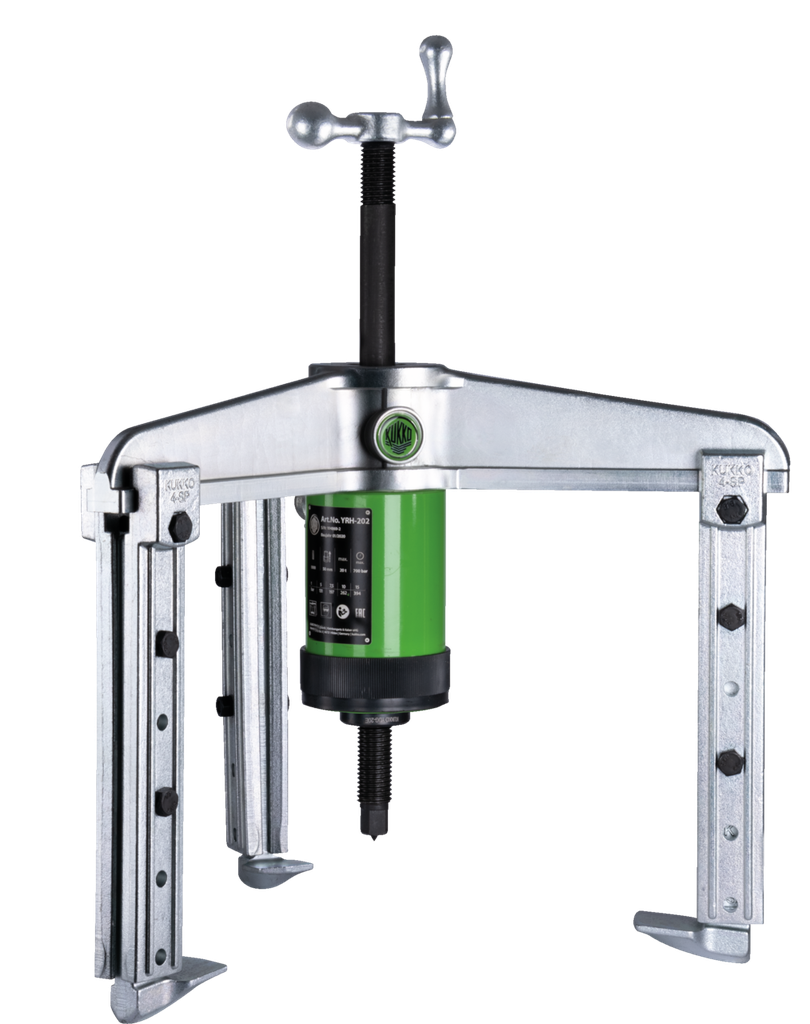 KUKKO Y28-11-1 Hydr., extra strong, 3-arm puller with adjustable clamping depth and hydr. hollow piston cylinder for pump drive (medium tractive force up to 20 t)