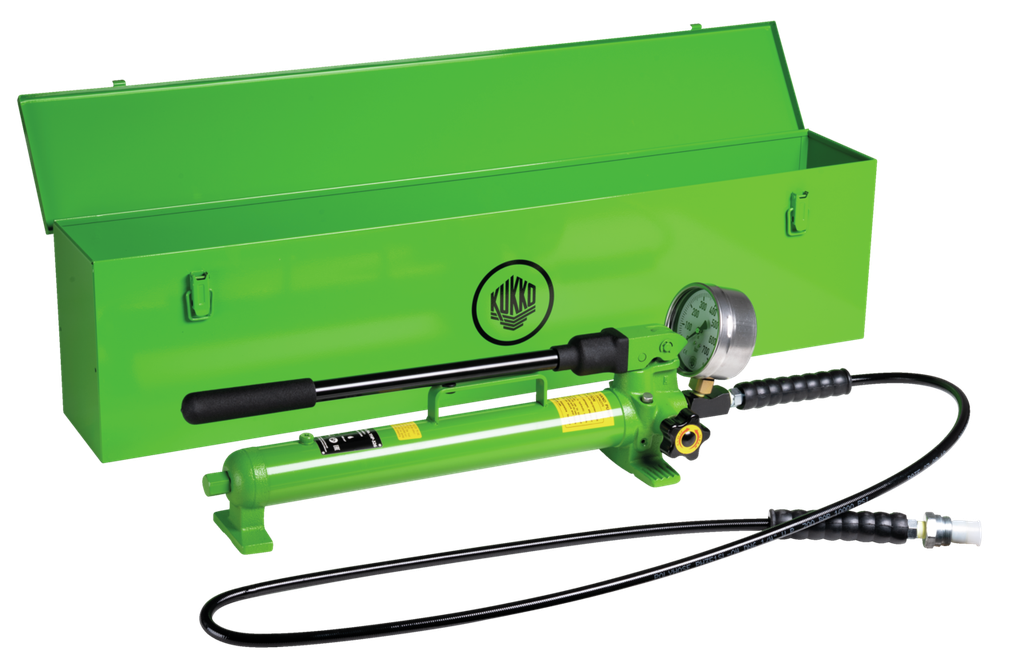 KUKKO YHP-326 Hand pump with hose, pressure gauge, metal case