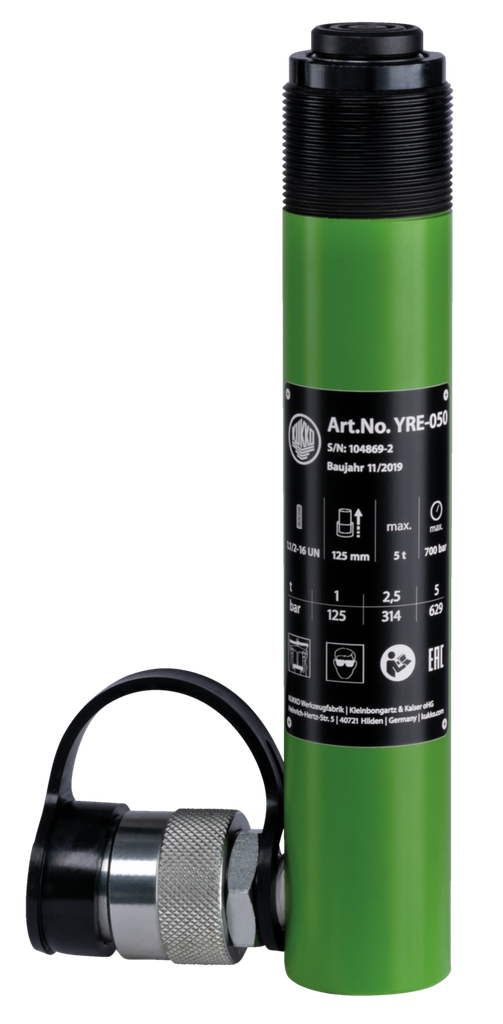 KUKKO YRE-050 Hydraulic pressure cylinder with collar thread, max. {8600} t tension force