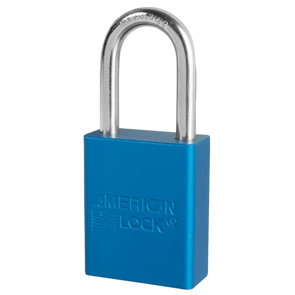 Master Lock LOTO Locks - American Lock - Padlock 1-1/2" Shackle, Blue Keyed Alike Solid Aluminum Boron Shackle 5 Pin