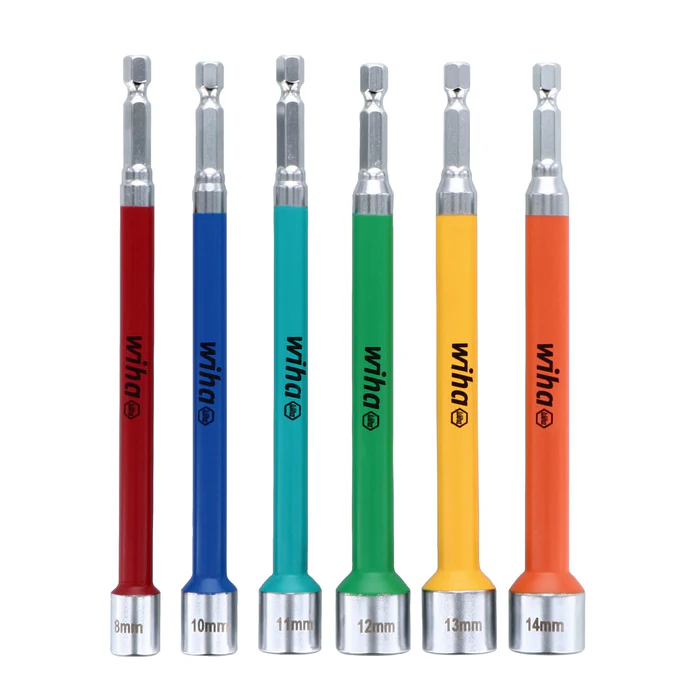 Wiha 70487 6 Piece Color Coded Magnetic Nut Setter Metric Set