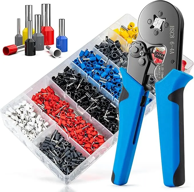 Ferrule Crimping Tool Kit, Crimper Plier with 1250PCS Wire Ferrules Kit
