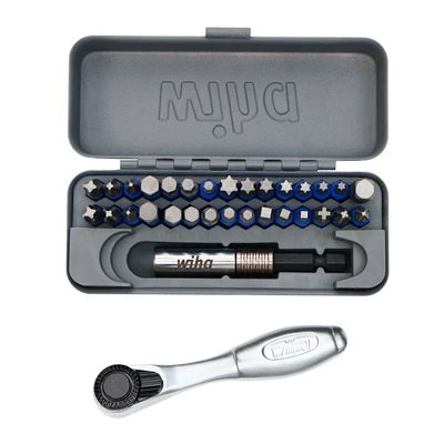 Wiha 32 Piece GoBox TerminatorBlue Impact Bit Set with Mini Ratchet