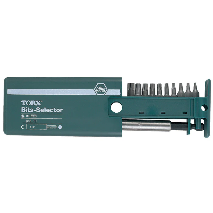 Wiha 11 Piece Security Torx Bit Selector and Magnetic Bit Holder Set - T7s - T40s