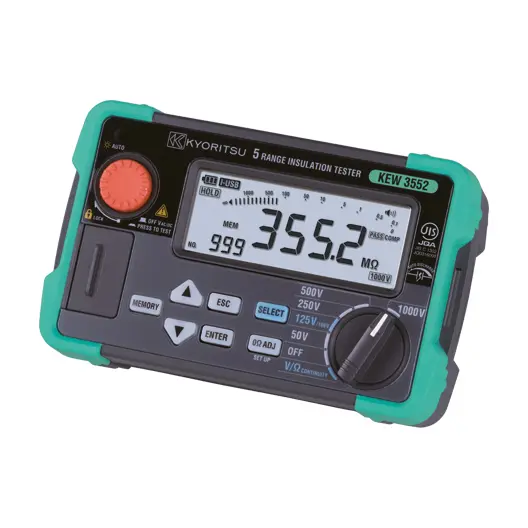 Kyoritsu 3552 Digital Insulation Resistance Tester 6 Ranges with USB, Memory