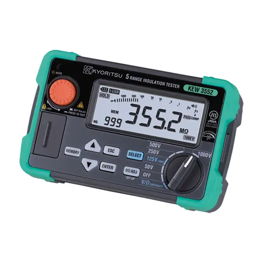 Kyoritsu 3552BT Digital Insulation Resistance Tester 6 Ranges with USB, Memory, Bluetooth
