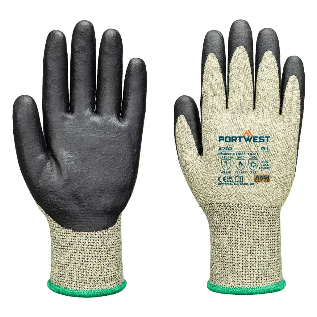 Portwest A783 Arc Flash Cut Resistant F13 Level 3 Glove A6 Green/Black