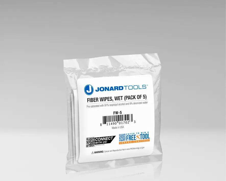 Jonard Tools Fiber Wipes (Pkg. 5) (FW-5)