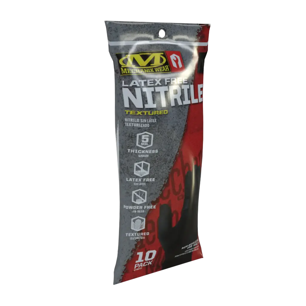 Mechanix 5 Mil Black Nitrile Glove 10-PK Disposable Glove