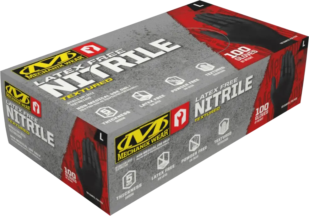 Mechanix 5 Mil Heavy Duty Black Nitrile Glove (Pack of 100) Disposable Glove
