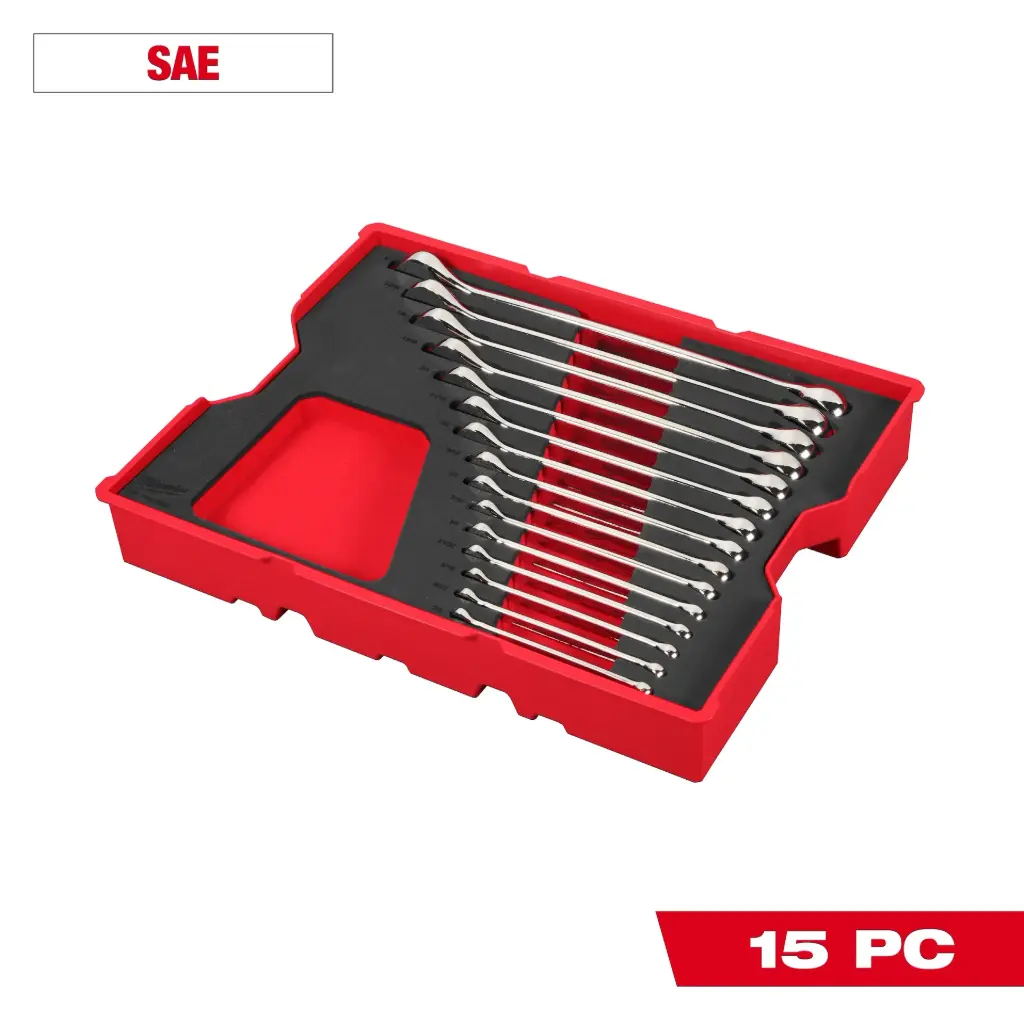 Milwaukee 48-22-0155 15pc. SAE Combination Wrench Set with Tray for PACKOUT™ Drawers