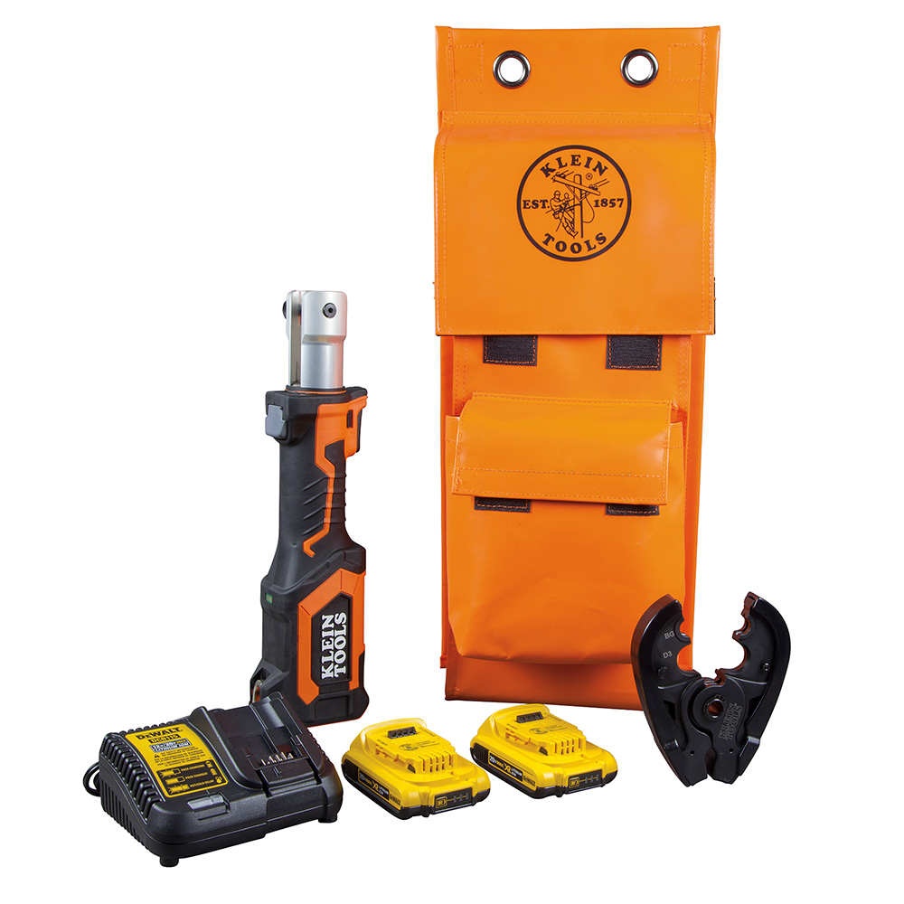Klein Battery-Operated Crimper, BG Die/D3 Groove, 2 Ah (BAT207T1)