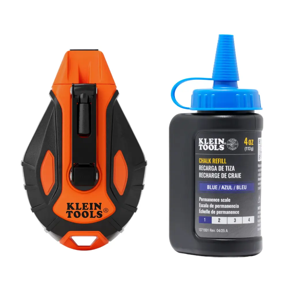 Klein Smooth Retractable Chalk Reel, 100-Foot, with Blue Chalk Refill (CHLK100S)