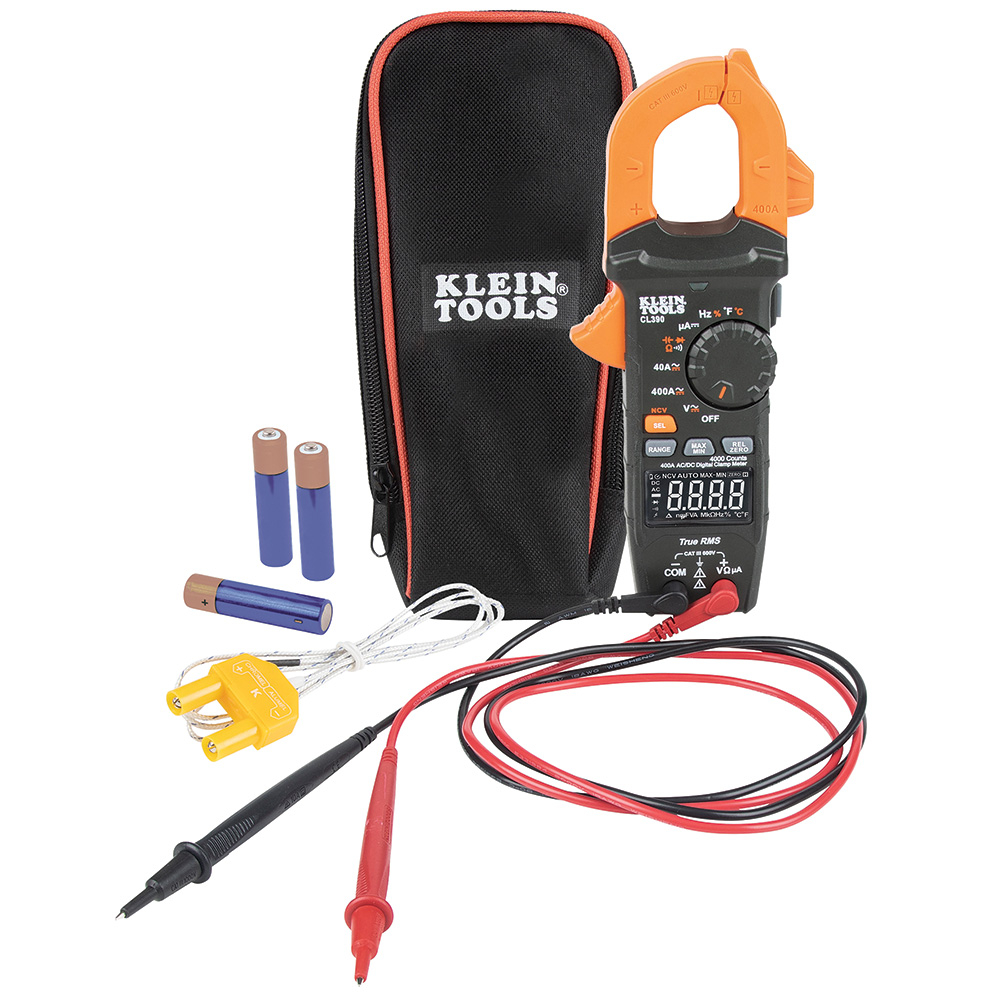 Klein AC/DC Digital Clamp Meter, TRMS Auto-Ranging 400 Amp (CL390)