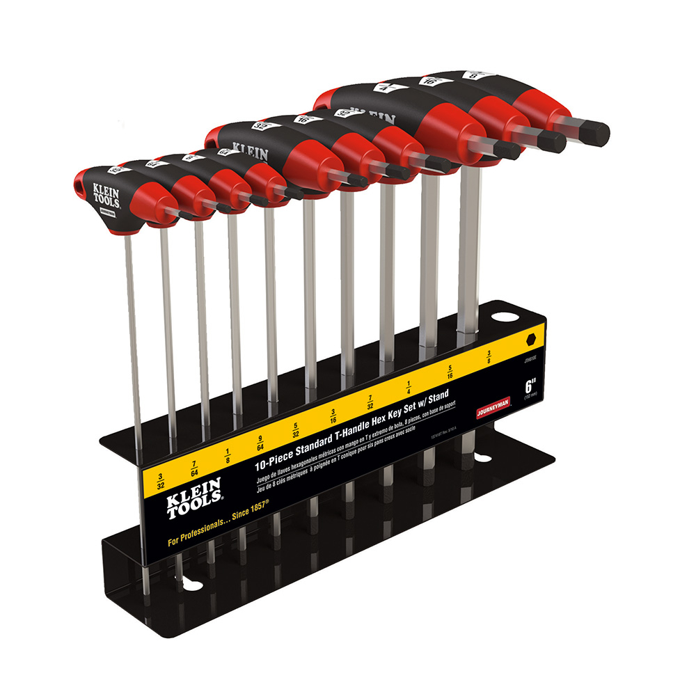 Klein Hex Key Set, SAE, T-Handle, 9-Inch with Stand, 10-Piece (JTH910E)