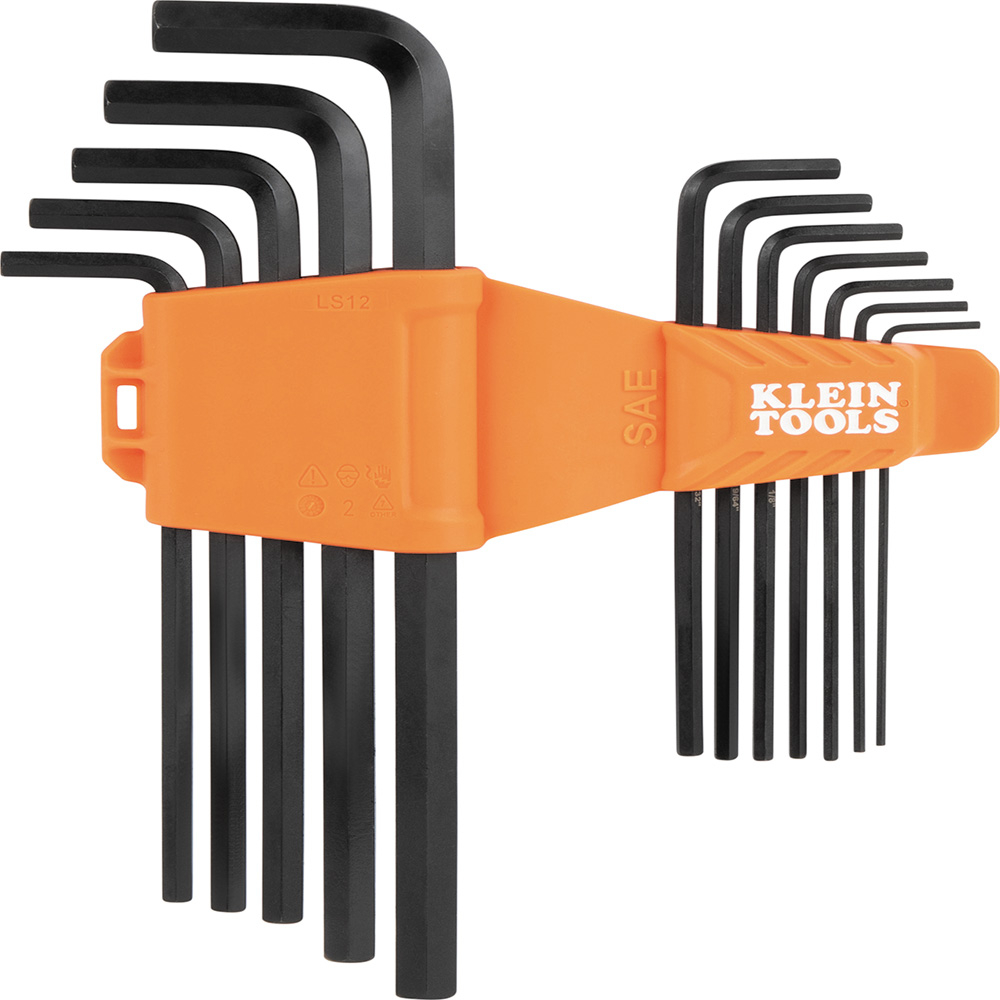 Klein L-Style Long Hex Key Set, SAE, 12-Piece (LS12)