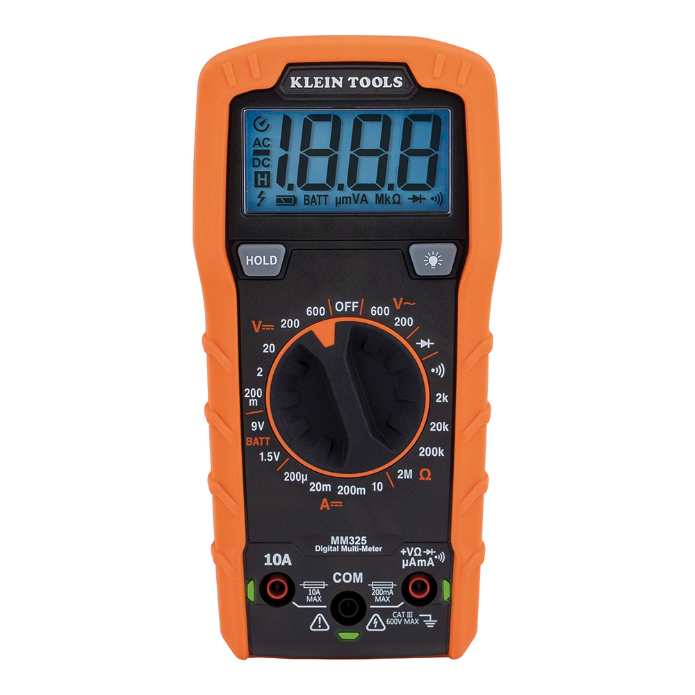 Klein Digital Multimeter, Manual-Ranging, 600V (MM325)