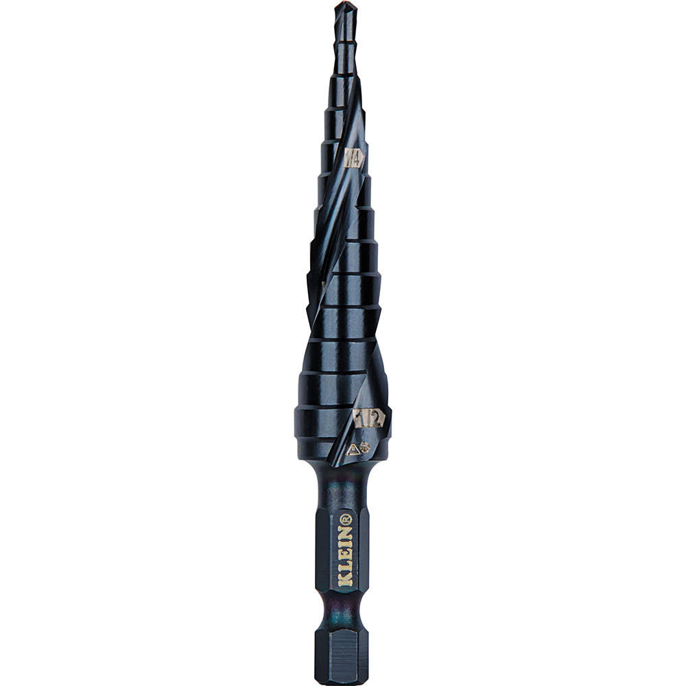 Klein Step Drill Bit, Quick Release, Double Spiral Flute, 1/8 to 1/2-Inch (QRST01)
