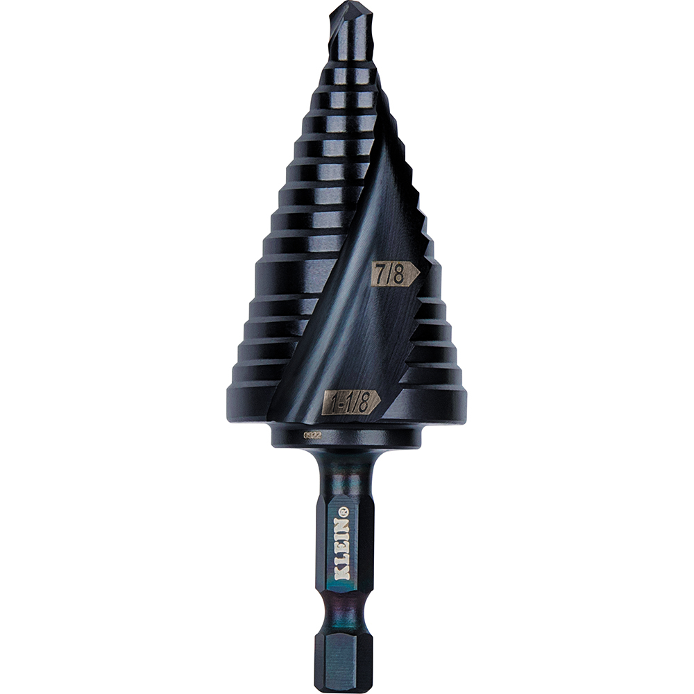 Klein Step Drill Bit, Quick Release, Double Spiral Flute, 7/8 to 1-1/8-Inch (QRST11)