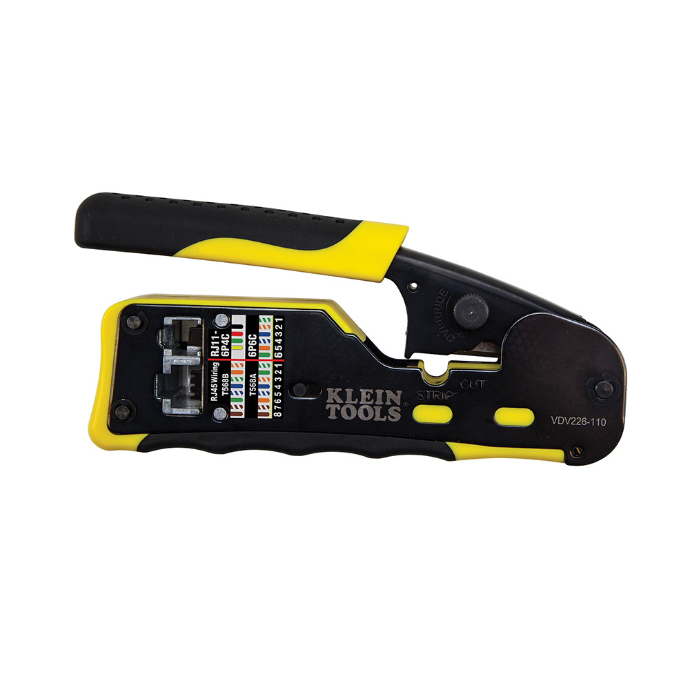 Klein Ratcheting Ethernet Cable Crimper / Stripper / Cutter, for Pass-Thru™ (VDV226-110)