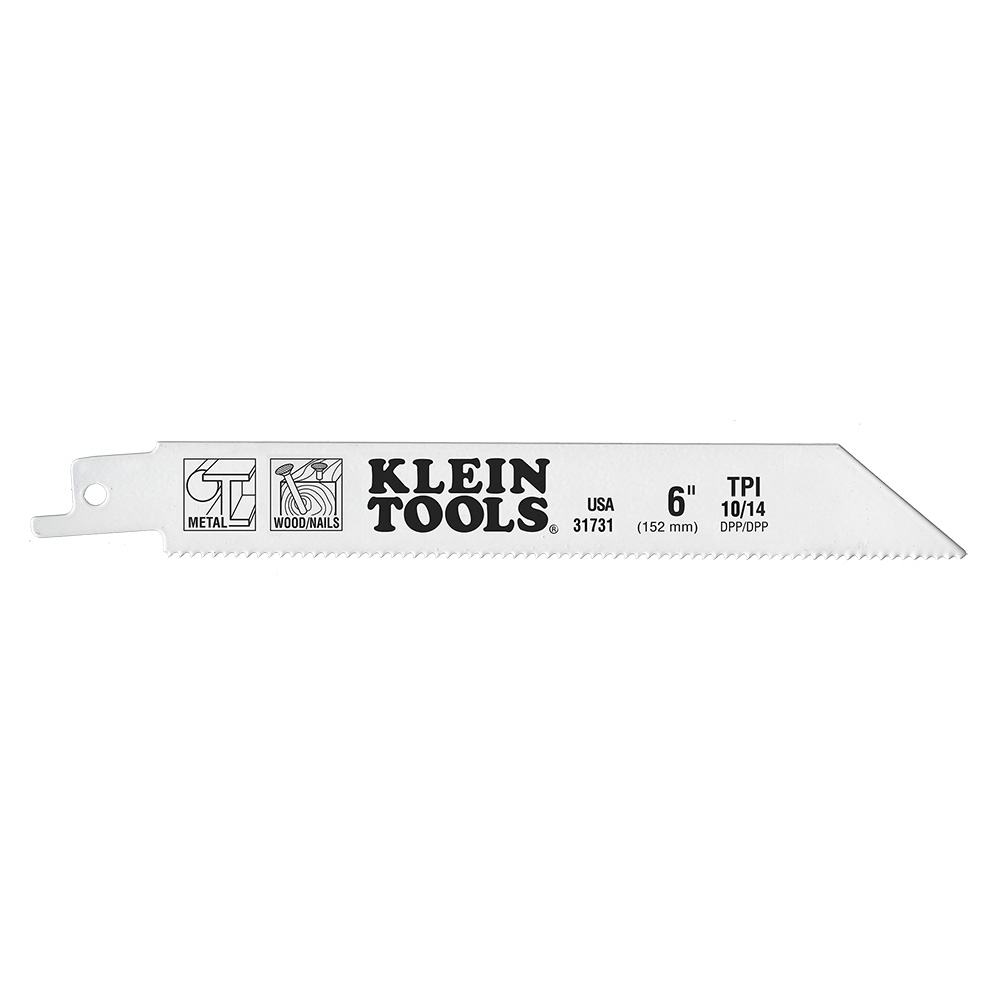 Klein Reciprocating Saw Blades, 10/14 TPI, 6-Inch, 5-Pack (31731)