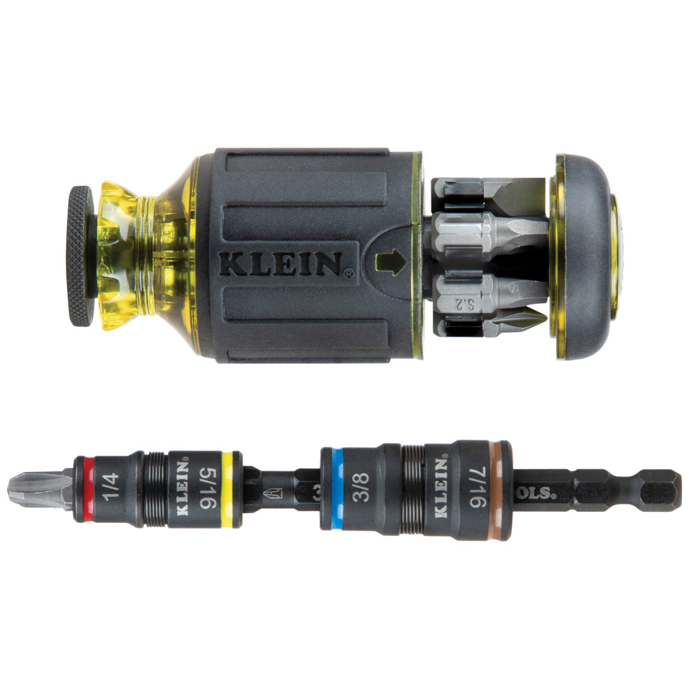 Klein 12-in-1 Impact Rated Stubby Driver Set with Flip Sockets (32308HD)