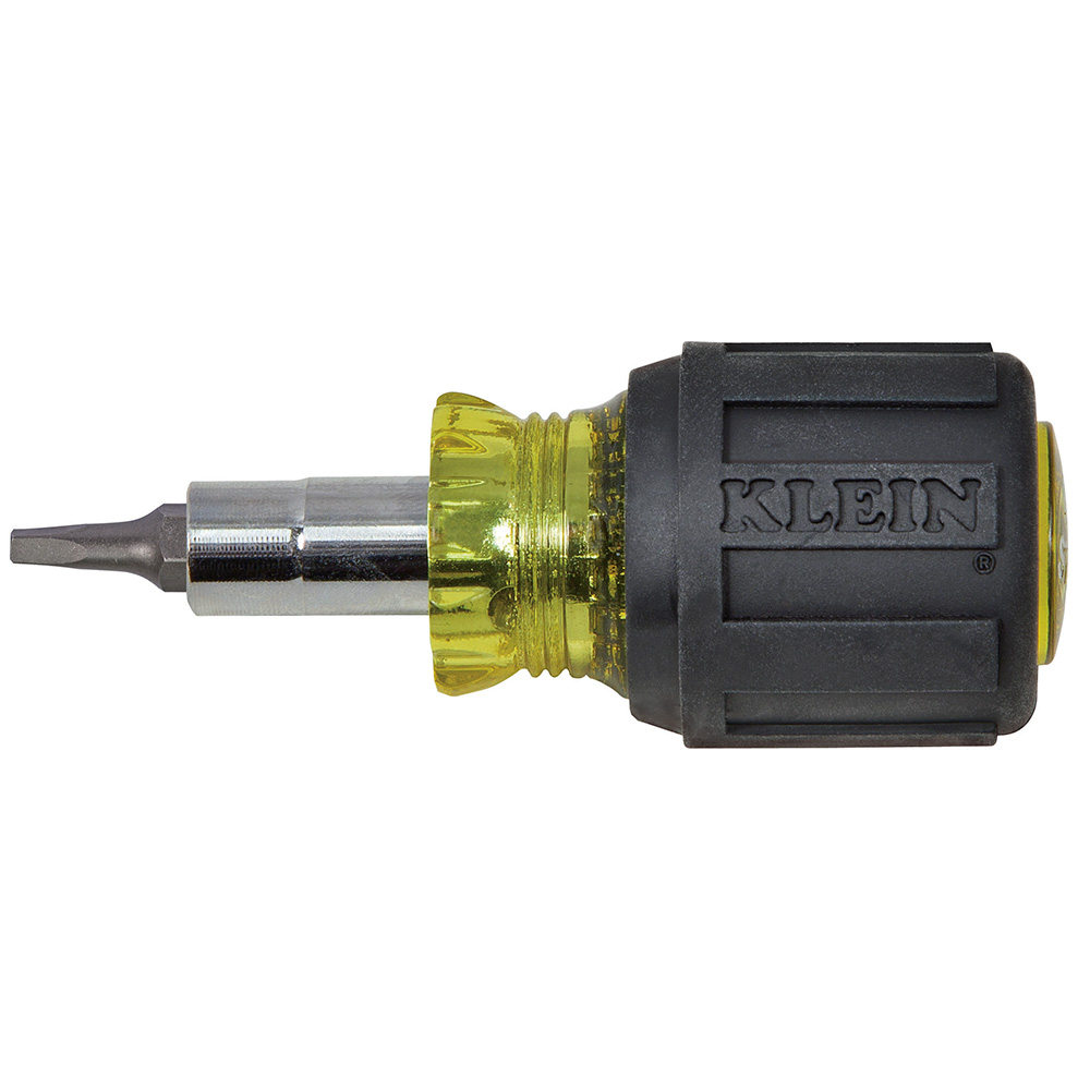 Klein Multi-Bit Screwdriver / Nut Driver, 6-in-1, Stubby, Ph, Sl, Sq Bits (32562)
