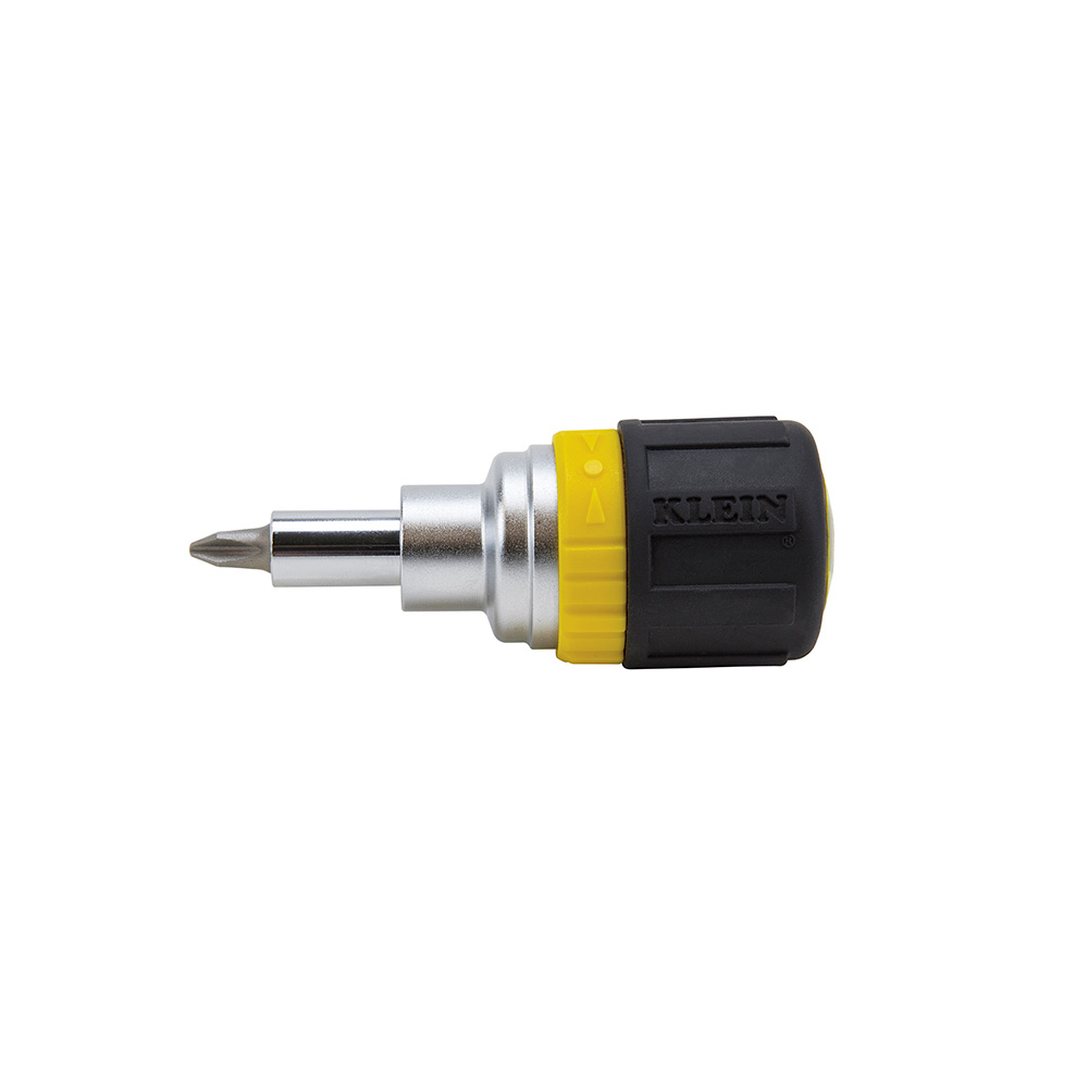 Klein Multi-Bit Ratcheting Screwdriver, 6-in-1, Stubby, Ph, Sl, Nut Bits (32593)