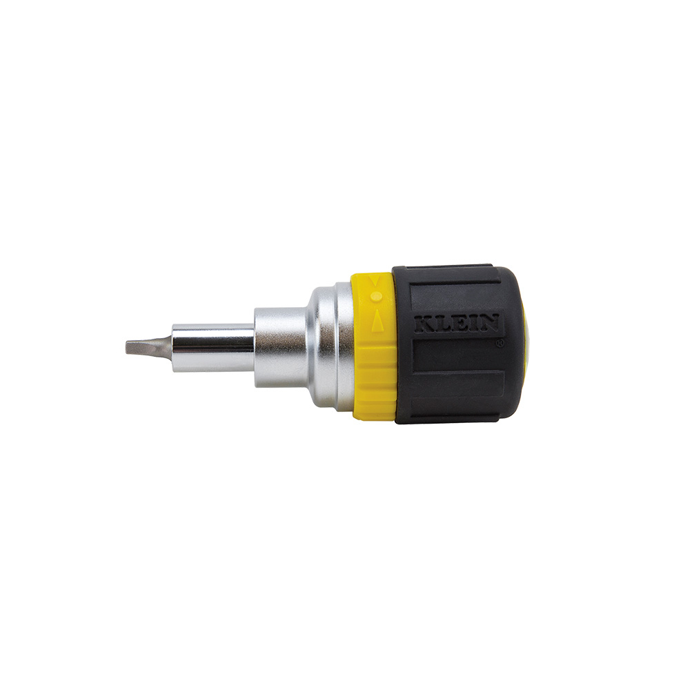 Klein Multi-Bit Ratcheting Screwdriver, 6-in-1, Stubby, Ph, Sl, Sq, Nut Bits (32594)