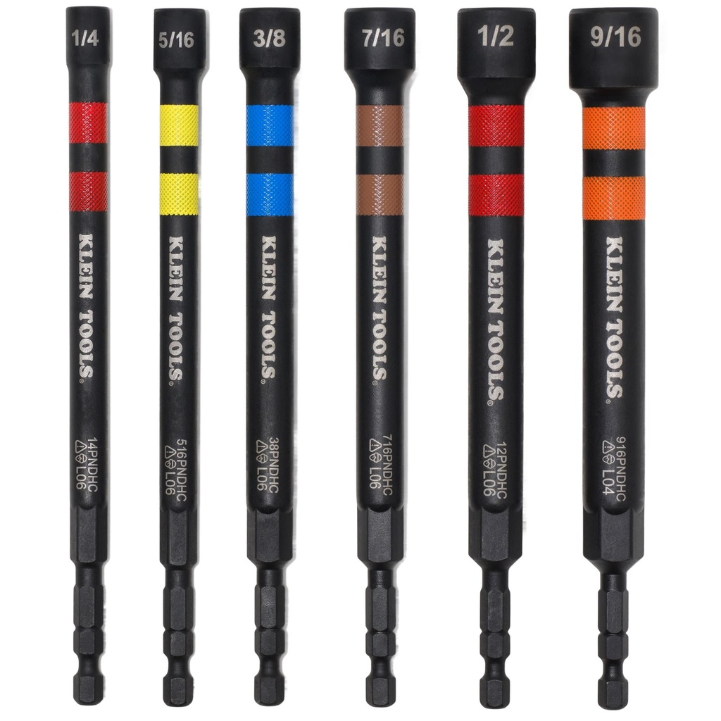 Klein Magnetic Hollow Color-Coded Power Nut Drivers Set, 6-Piece (32940)