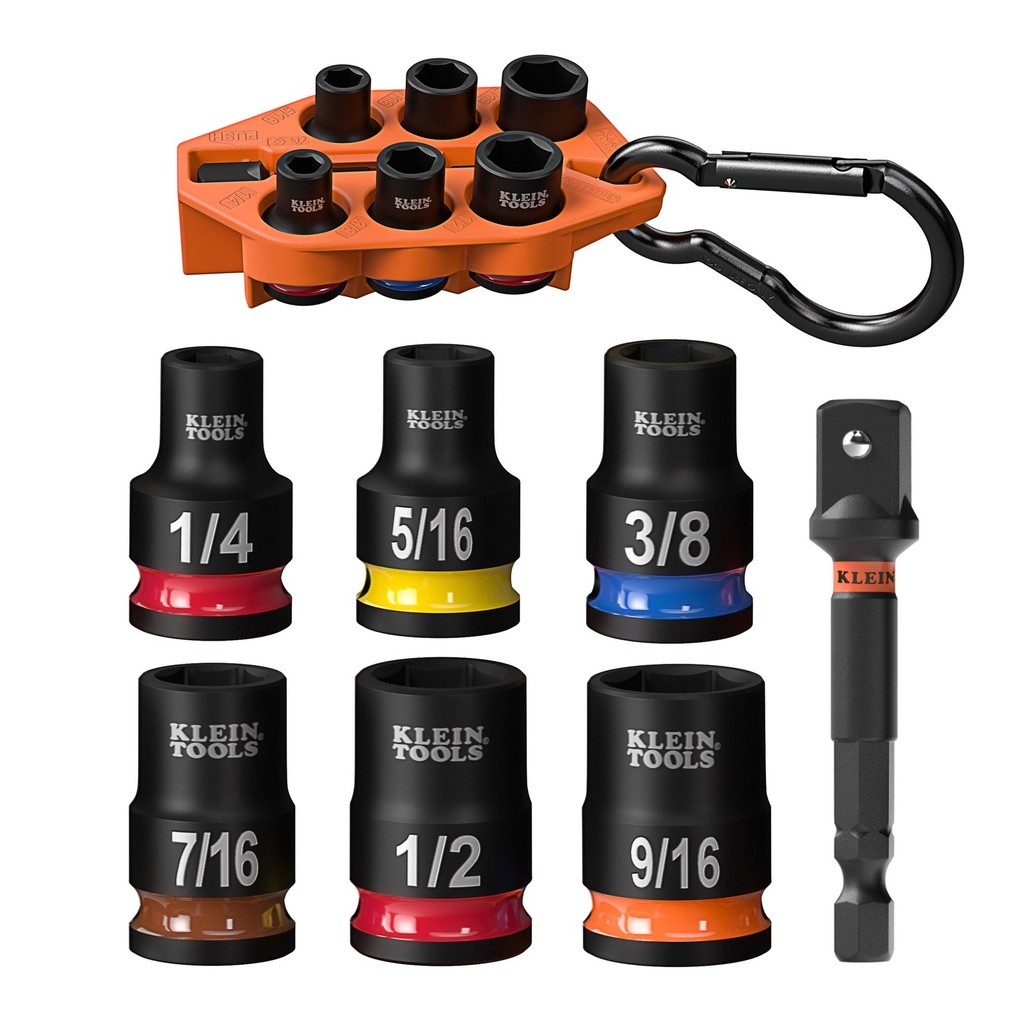 Klein 3/8-Inch Drive Grab-And-Go Impact Socket Set, SAE, 7-Piece (33808)
