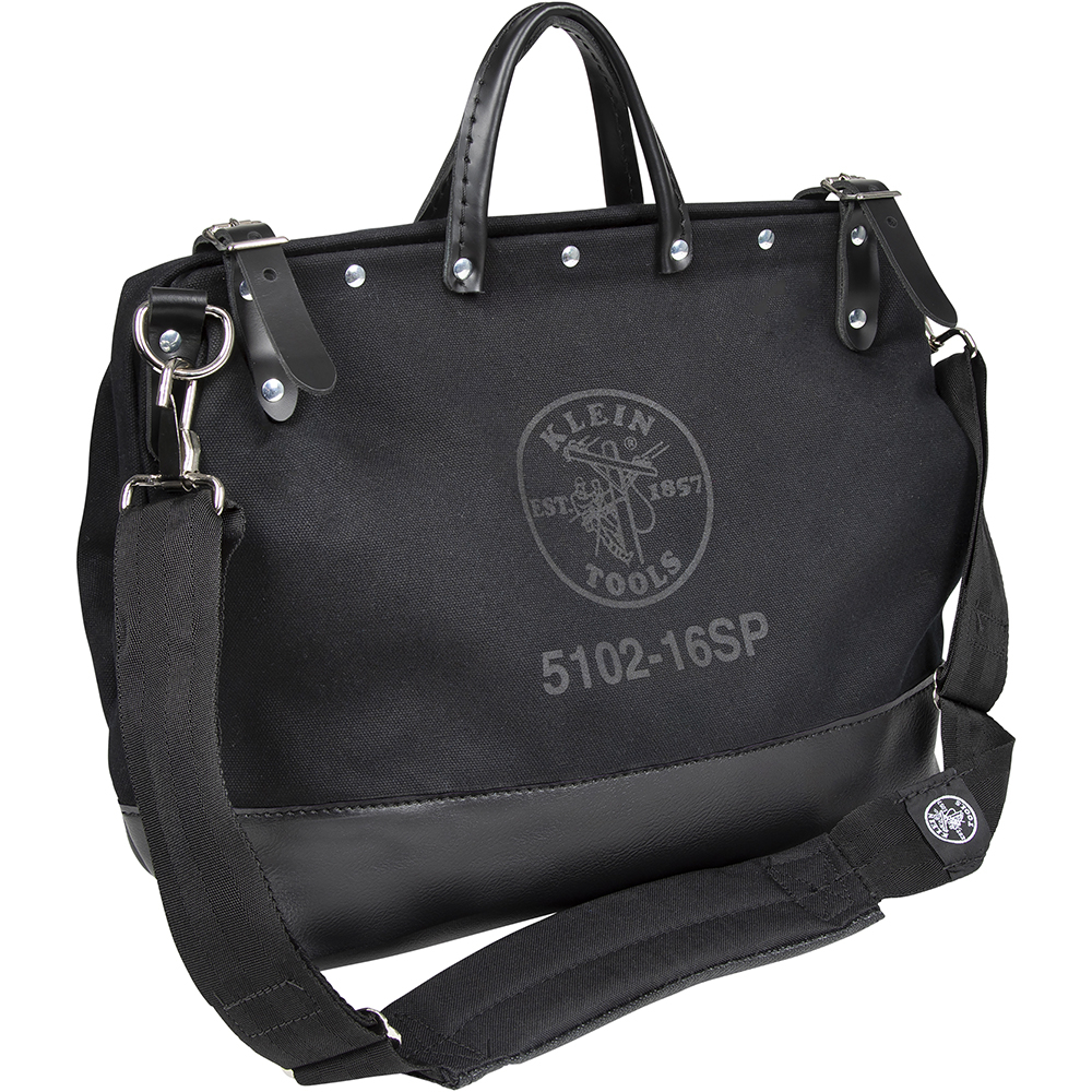 Klein Deluxe Tool Bag, Black Canvas, 13 Pockets, 16-Inch (510216SPBLK)