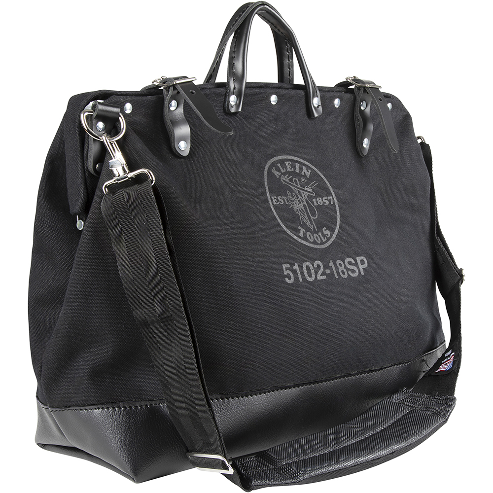 Klein Deluxe Tool Bag, Black Canvas, 13 Pockets, 18-Inch (510218SPBLK)