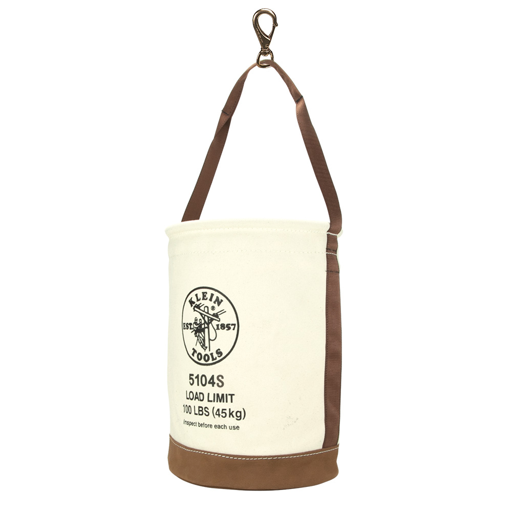 Klein Canvas Bucket, Leather Bottom, Swivel Snap, 12-Inch (5104S)