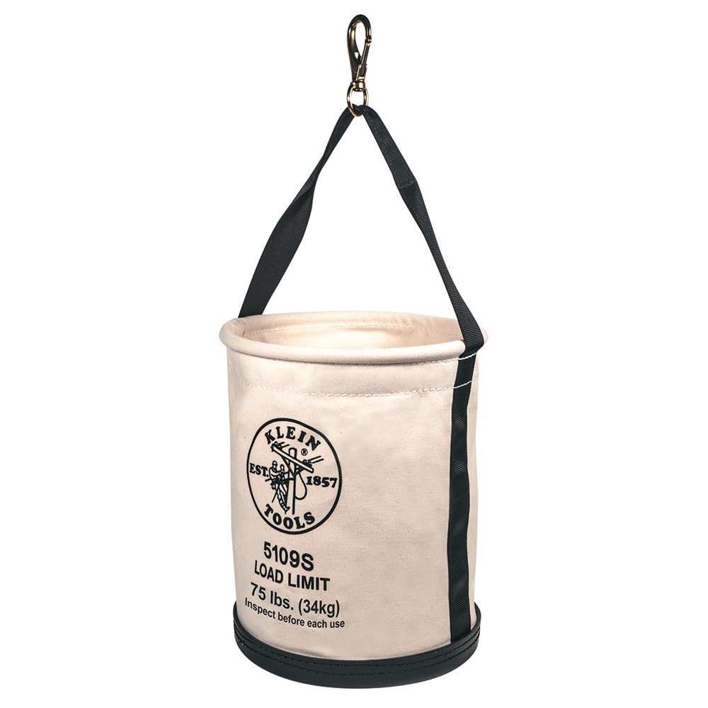 Klein Canvas Bucket, Straight Wall with Swivel Snap and Drain Holes, 12-Inch (5109S)