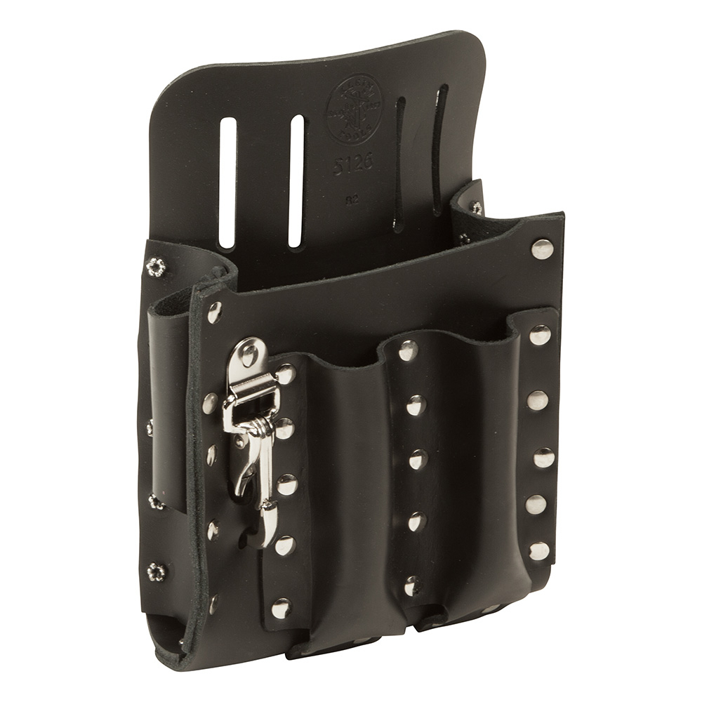 Klein Leather Tool Pouch with Knife Snap, 5-Pocket (5126)