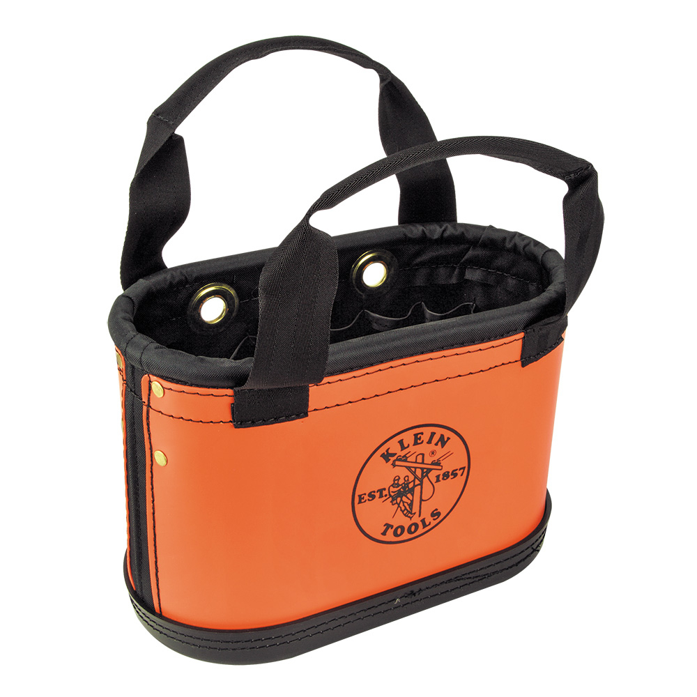 Klein Hard-Body Bucket, 15-Pocket Oval Bucket, Orange/Black (5144HBS)